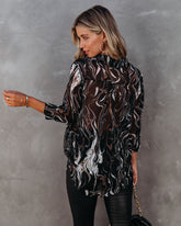 Bluse mit „Instead Marble“-Print und Knopfleiste